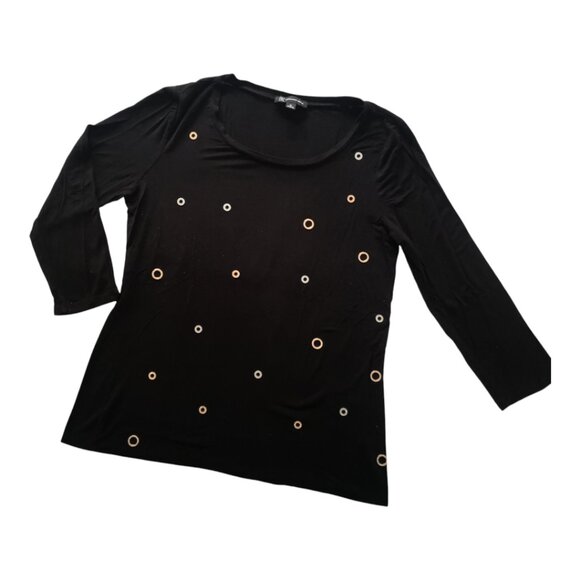 INC Stretchy Rhinestones Circles Adorned Long Sleeve Top M - Picture 1 of 5